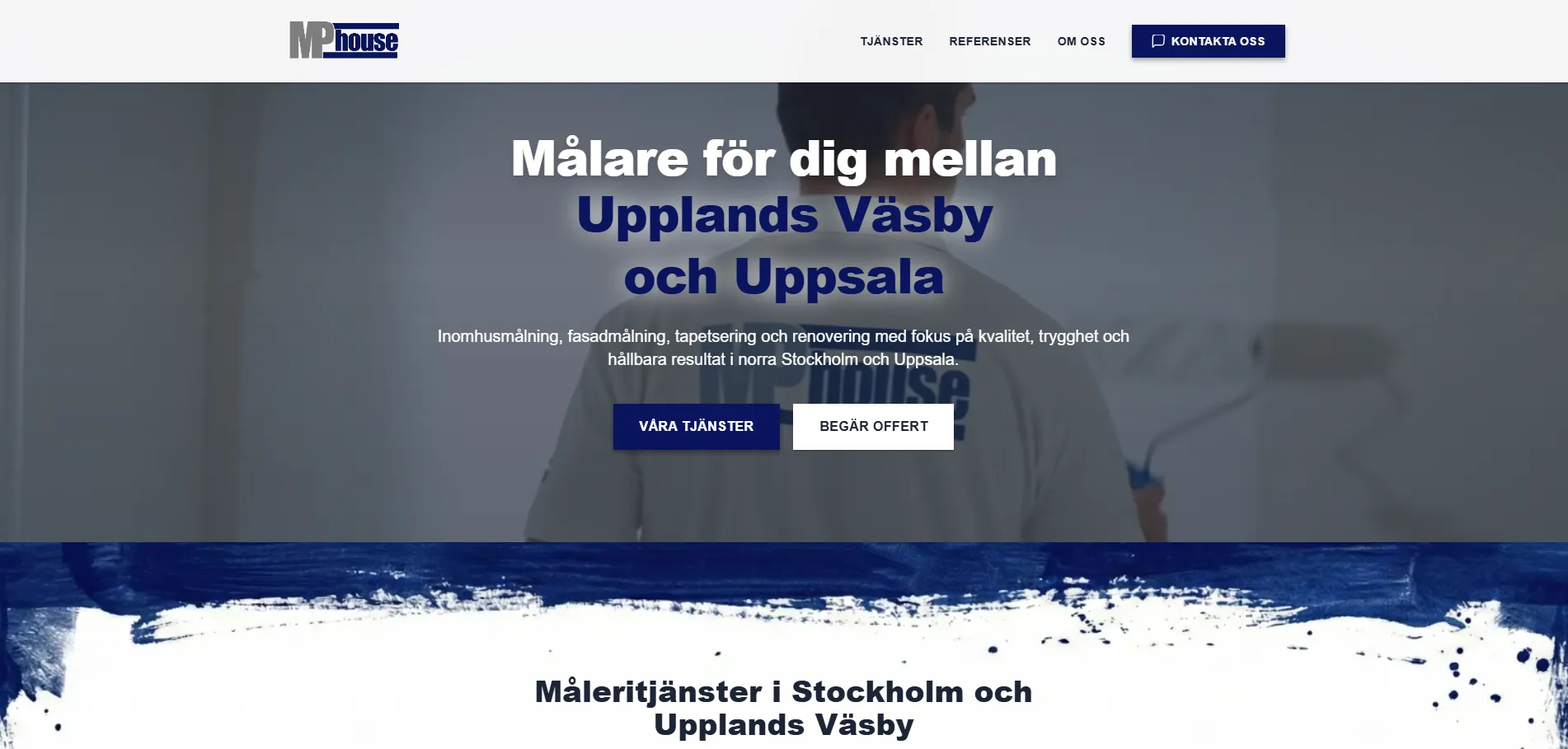 MPhouse Måleri webbplats mockup